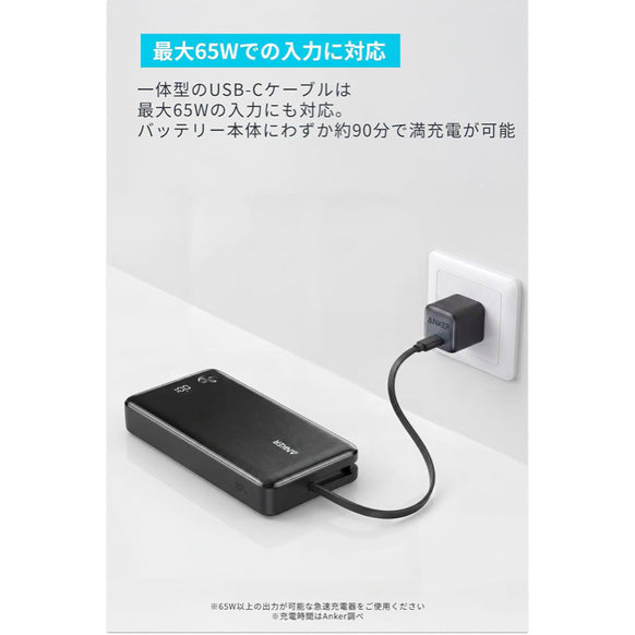 Anker Zolo Power Bank (20000mAh, 87W, Built-In USB-Cケーブル, For PC)