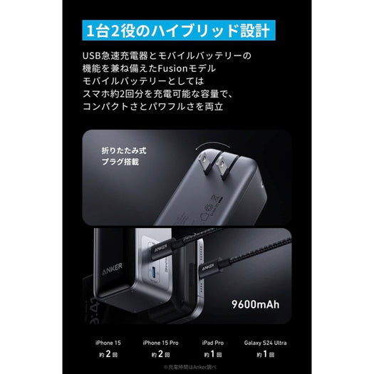 Anker Prime Power Bank (9600mAh, 65W, Fusion) サブ画像2