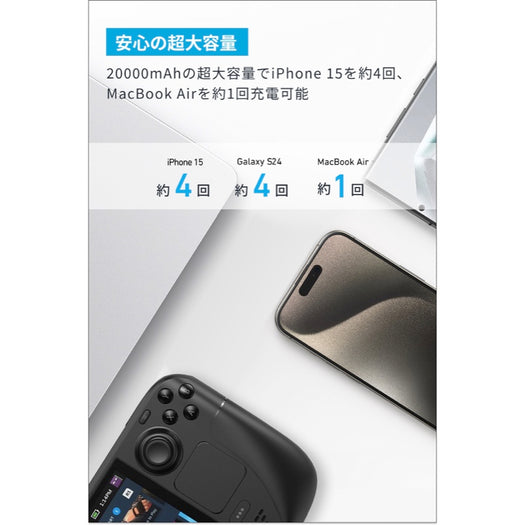 Anker Power Bank (20000mAh, 87W, Built-In USB-C ケーブル) サブ画像1