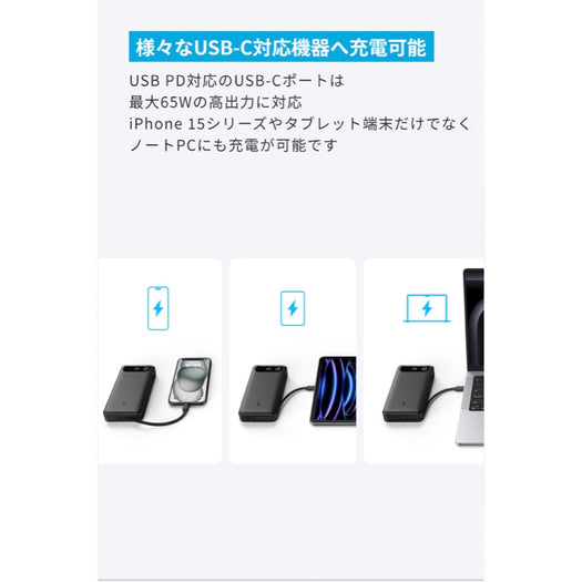 Anker Power Bank (20000mAh, 87W, Built-In USB-C ケーブル) サブ画像4