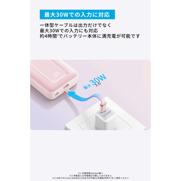 Anker Zolo Power Bank (20000mAh, 45W, Built-In USB-Cケーブル)