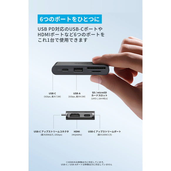 Anker Nano USB-C ハブ (6-in-1, 5Gbps)