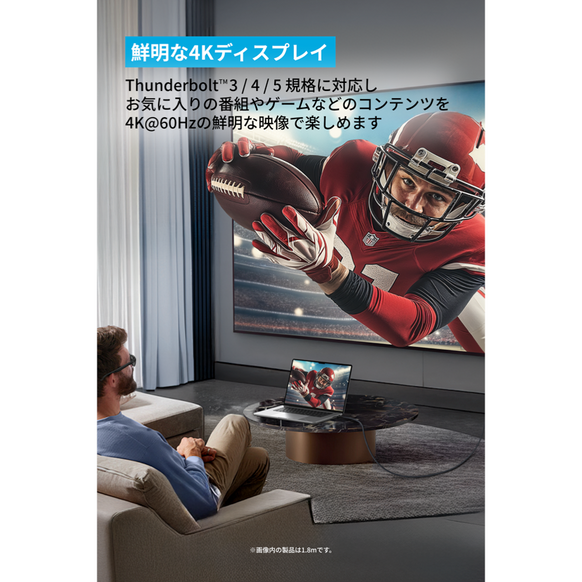 Anker Nano USB-C & HDMI ケーブル (4K, 高耐久ナイロン, 140W)
