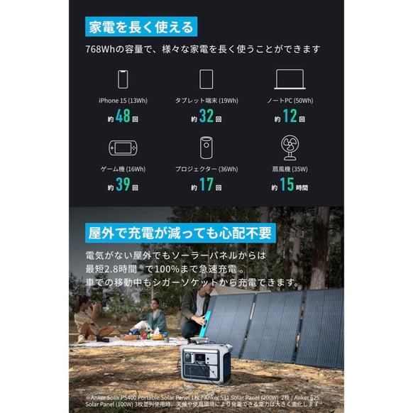 Anker Solix C800 Portable Power Station with Anker Solix PS200 Portable Solar Panel