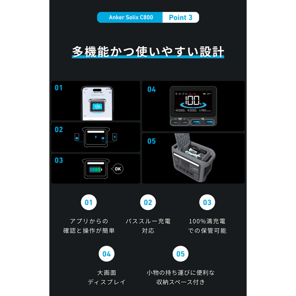 Anker Solix C800 Portable Power Station with Anker Solix PS100 Compact Portable Solar Panel