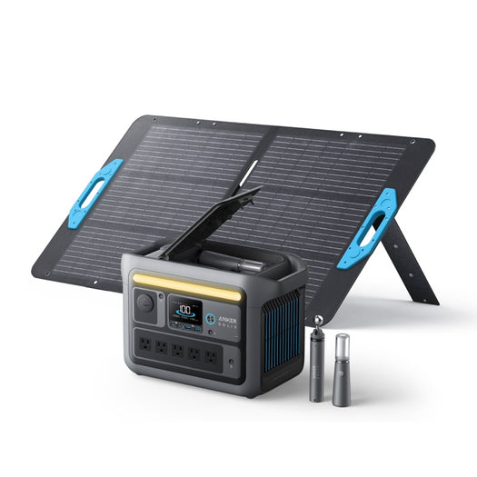 Anker Solix C800 Plus Portable Power Station with Anker Solix PS100 Portable Solar Panel<