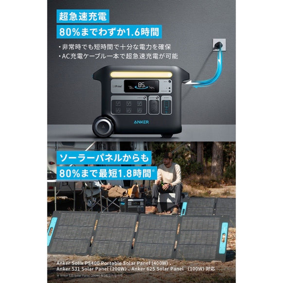 Anker 767 Portable Power Station (GaNPrime PowerHouse 2048Wh) with Anker Solix PS200 Portable Solar Panel