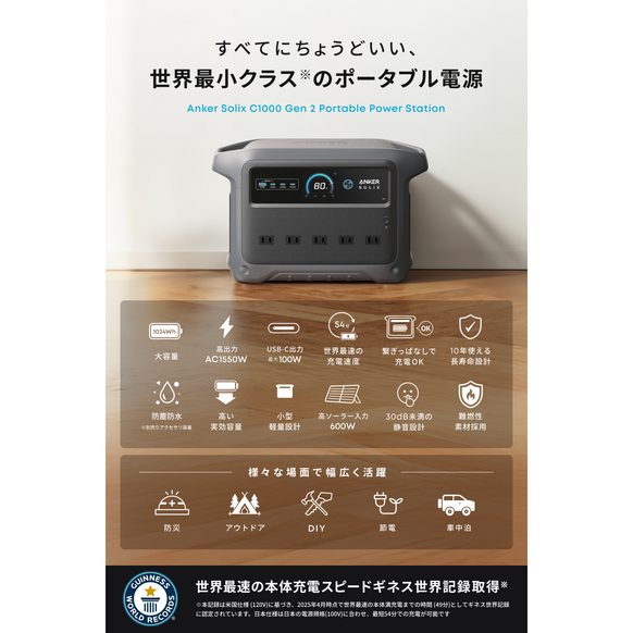 Anker Solix C1000 Gen 2 Portable Power Station サブ画像1